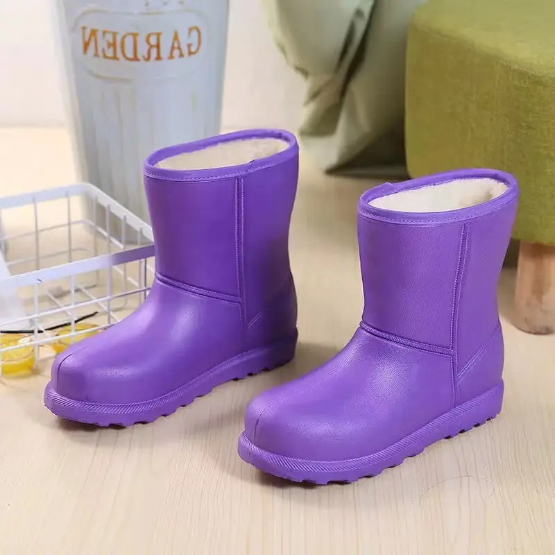 Women Fleece Lined Winter Boots Waterproof Rain Boots