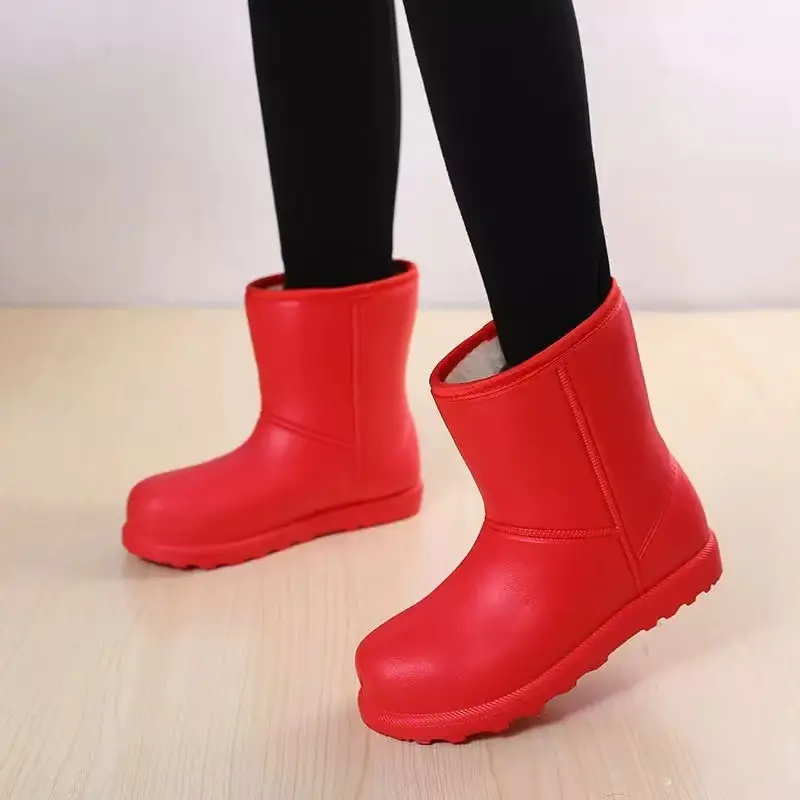 Women Fleece Lined Winter Boots Waterproof Rain Boots