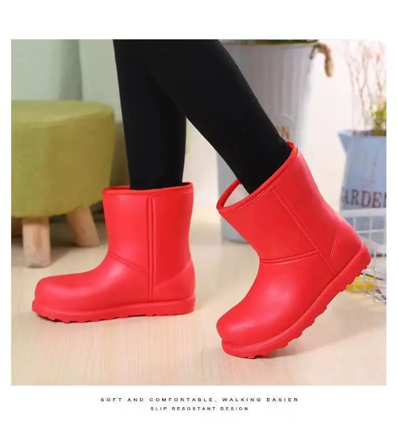 Women Fleece Lined Winter Boots Waterproof Rain Boots — feature 10