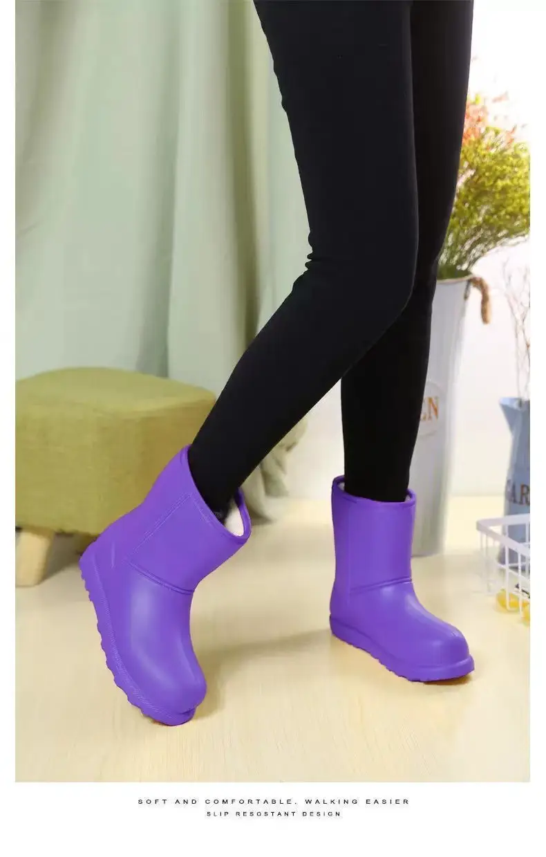 Women Fleece Lined Winter Boots Waterproof Rain Boots — feature 13