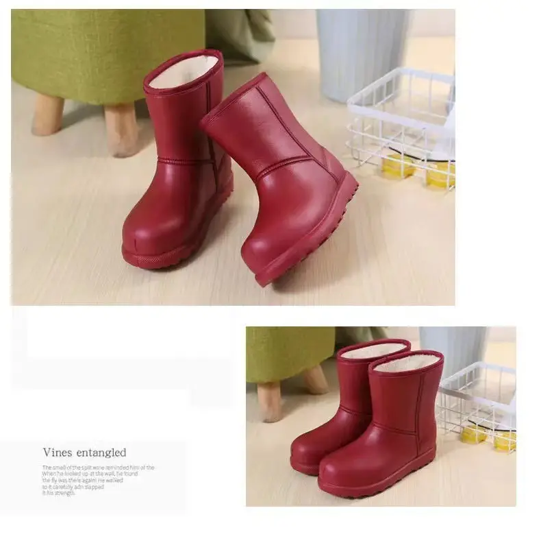 Women Fleece Lined Winter Boots Waterproof Rain Boots — feature 21
