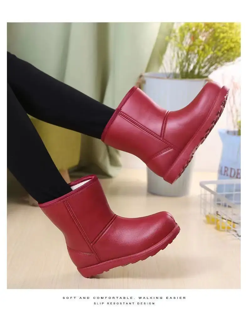 Women Fleece Lined Winter Boots Waterproof Rain Boots — feature 22