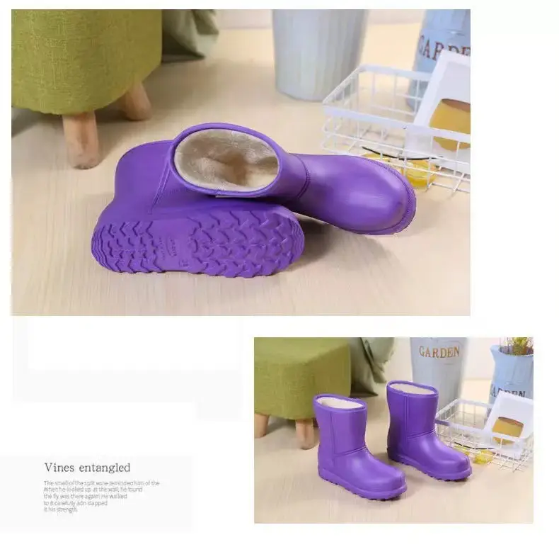 Women Fleece Lined Winter Boots Waterproof Rain Boots — feature 4