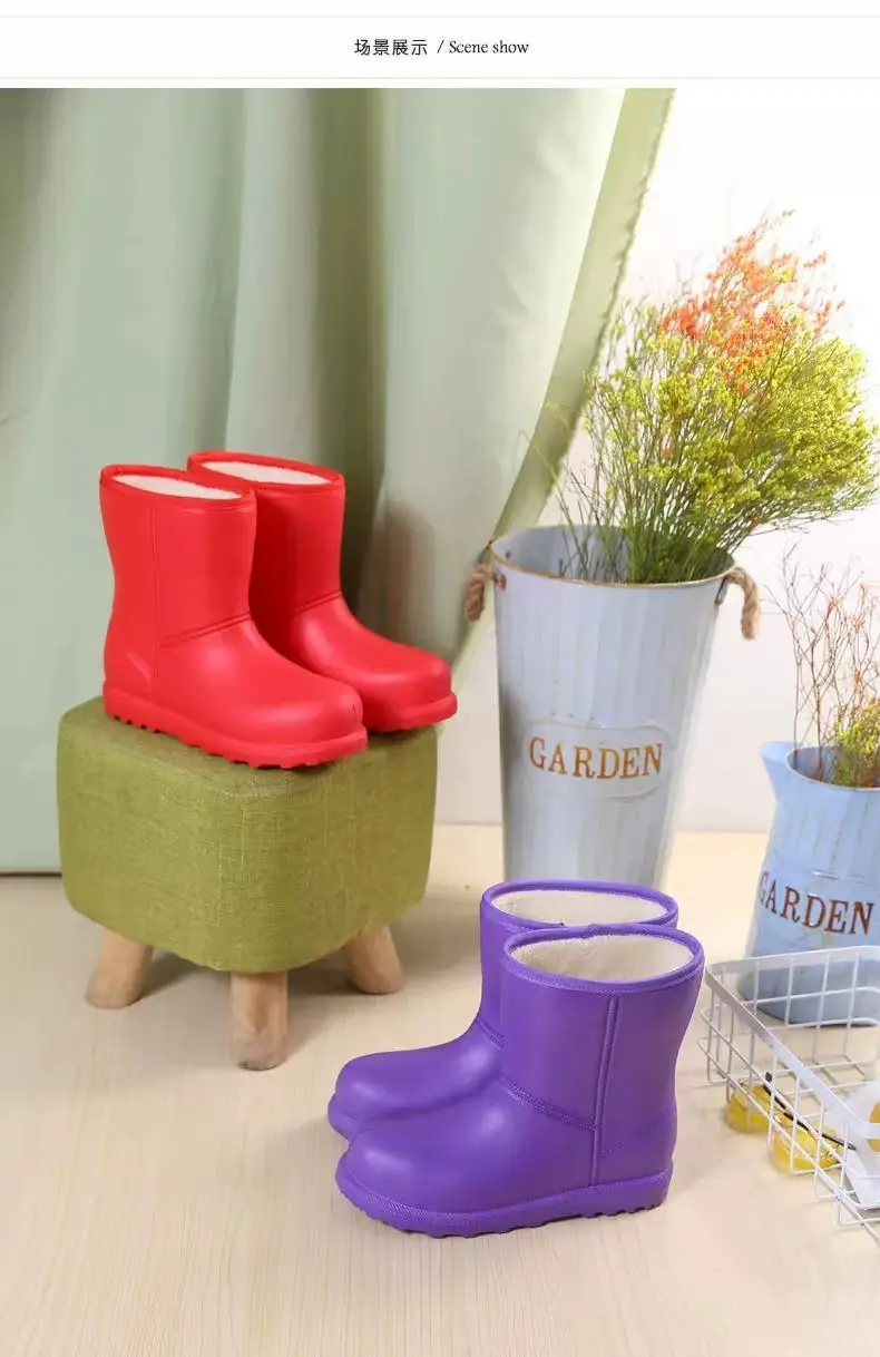 Women Fleece Lined Winter Boots Waterproof Rain Boots — feature 7