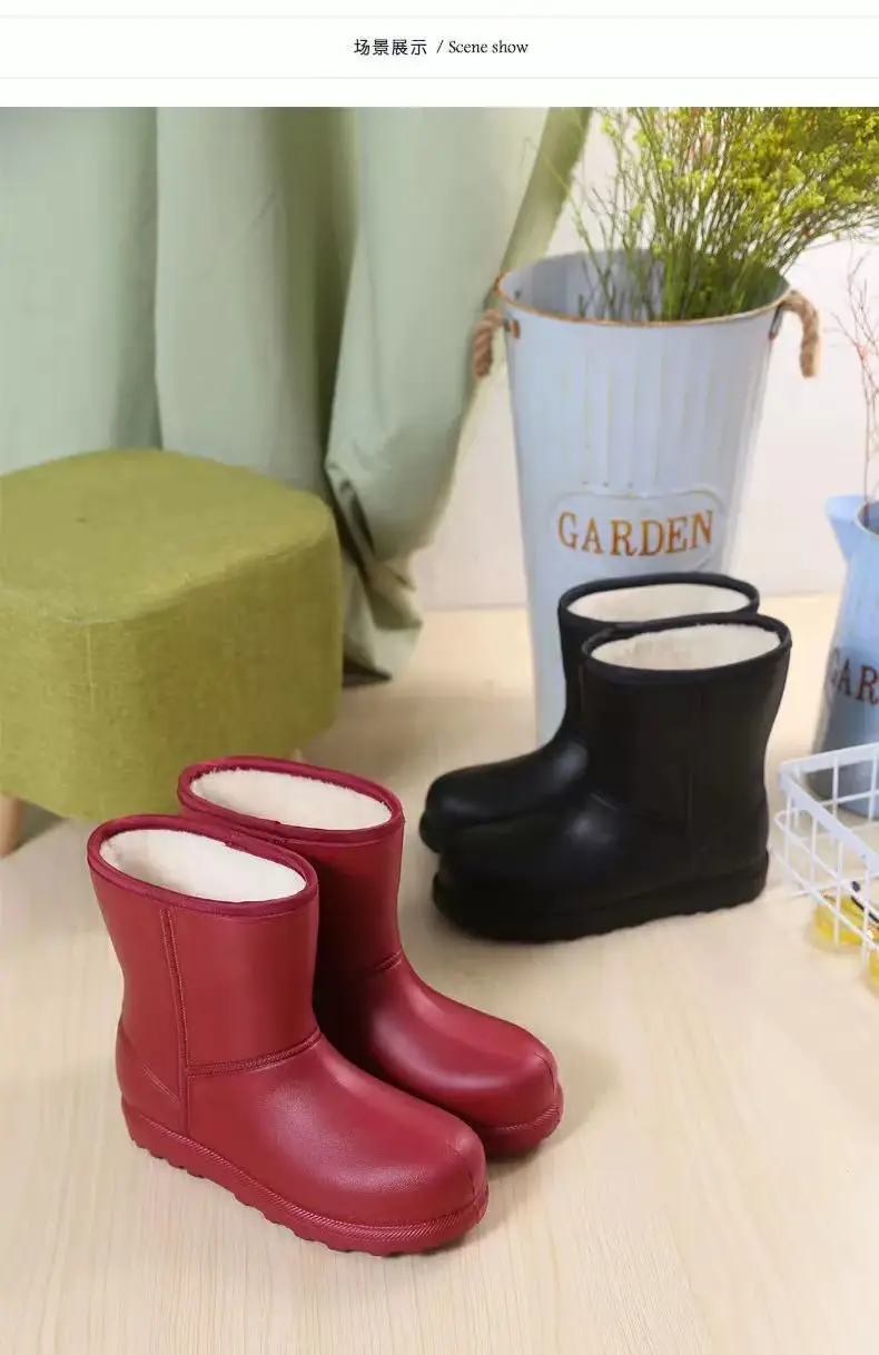Women Fleece Lined Winter Boots Waterproof Rain Boots — feature 9