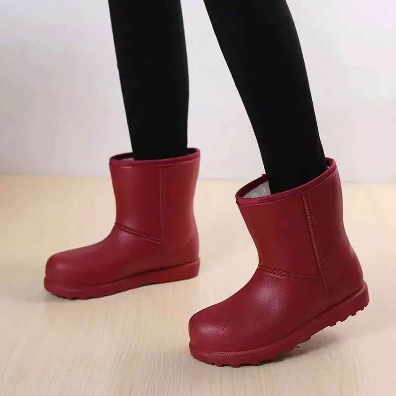 Women Fleece Lined Winter Boots Waterproof Rain Boots