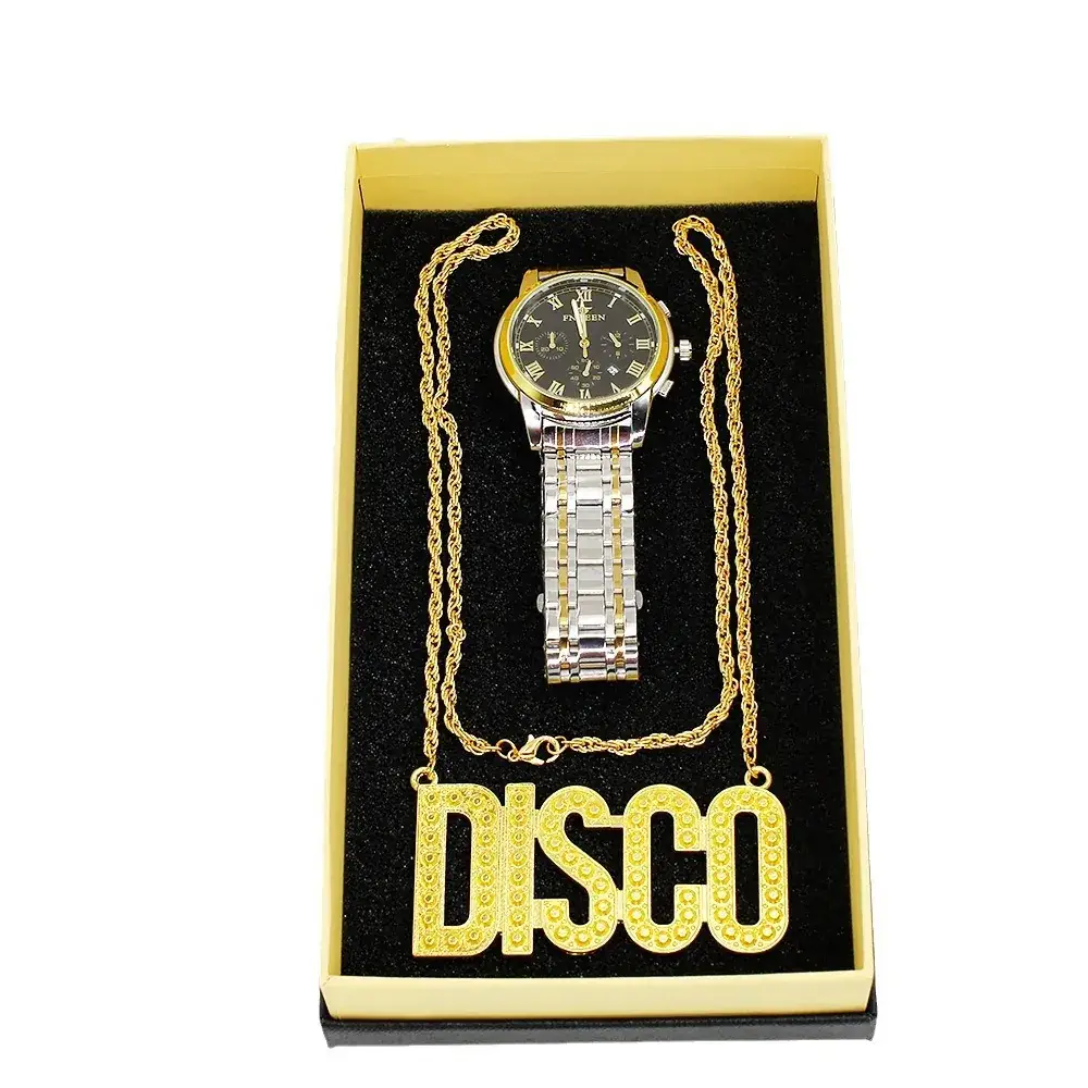 Export Men's Quartz Watch with Disco Necklace Set - Image 7