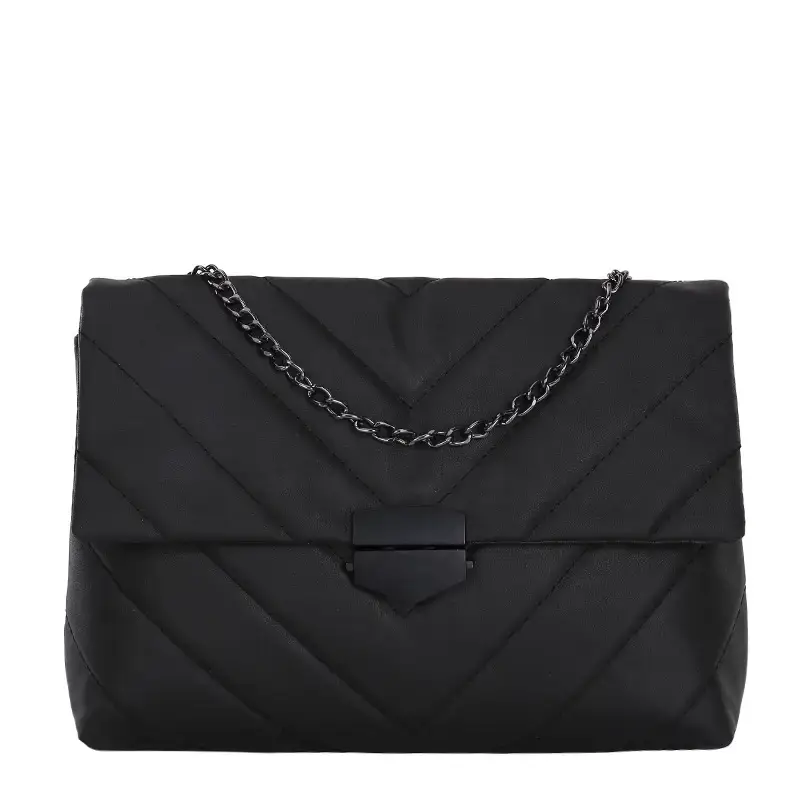 Black Rhombus Chain Messenger Bag for Women - Image 9