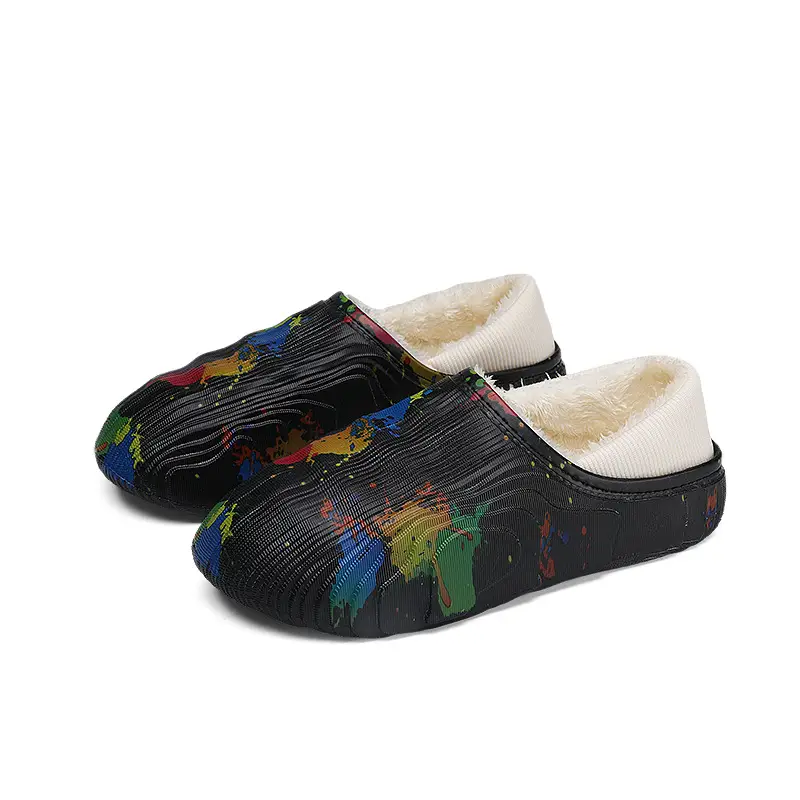 New style casual cotton-padded slippers men's winter shit feeling fleece-lined warm cotton-padded shoes couple slippers furry slippers - Image 5