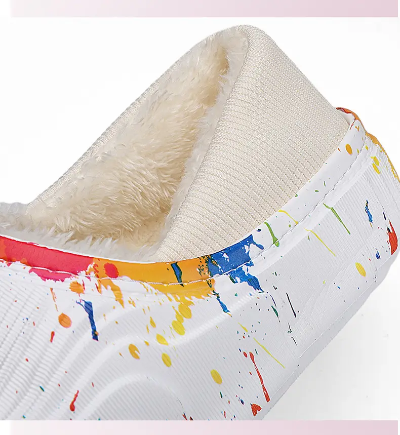 New style casual cotton-padded slippers men's winter shit feeling fleece-lined warm cotton-padded shoes couple slippers furry slippers — feature 6