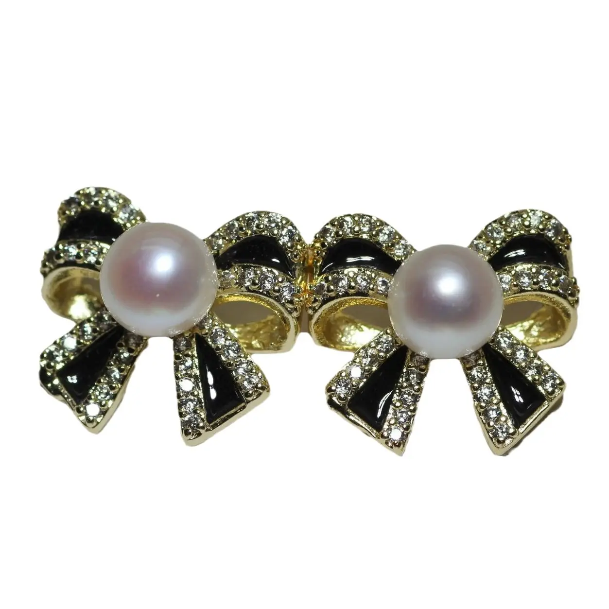 S925 Silver Pearl Bow Earrings High Bow Retro Trendy
