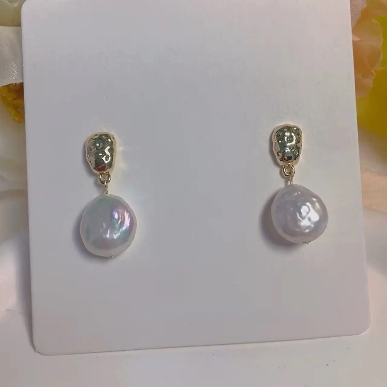 Alien Pearl Earrings with Silver Plated Top - Image 2