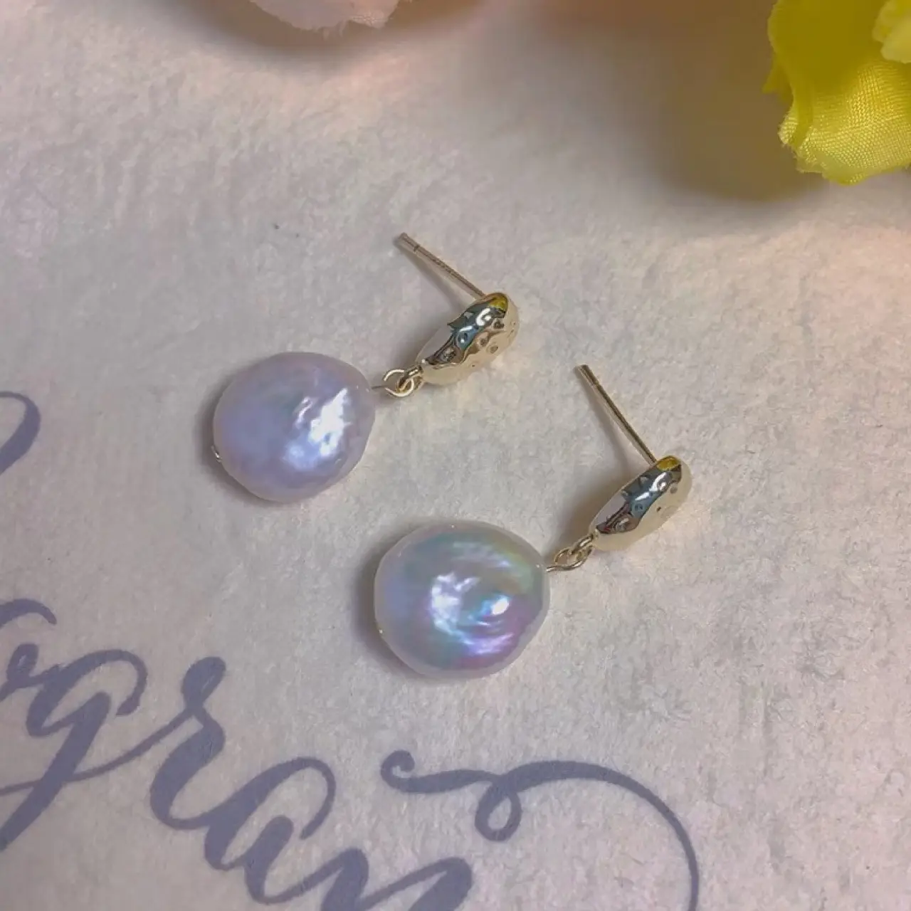 Alien Pearl Earrings with Silver Plated Top - Image 4