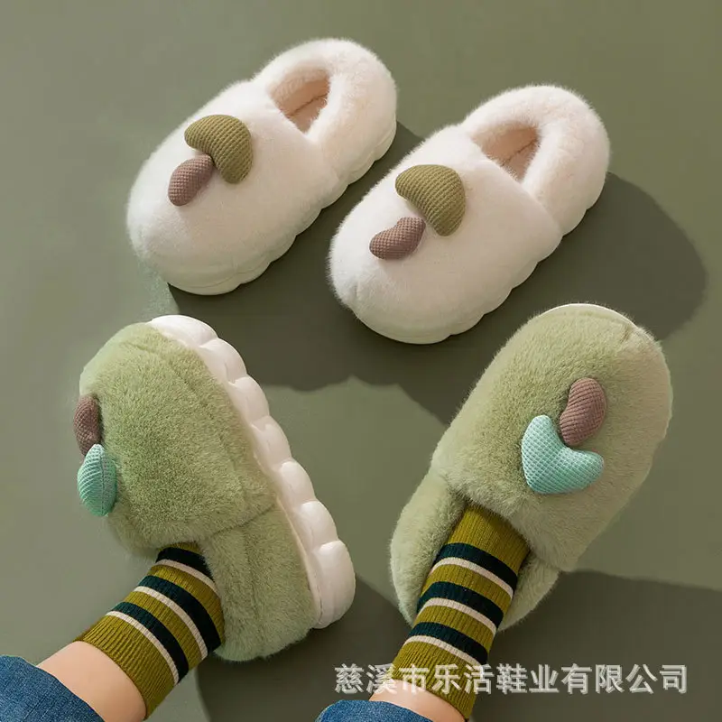 Slippers Wholesale 2024 Thick-soled Winter Mushroom Cotton Slippers Indoor Warm Plush Men's Shoes Couple Non-slip Home Slippers Women - Image 9