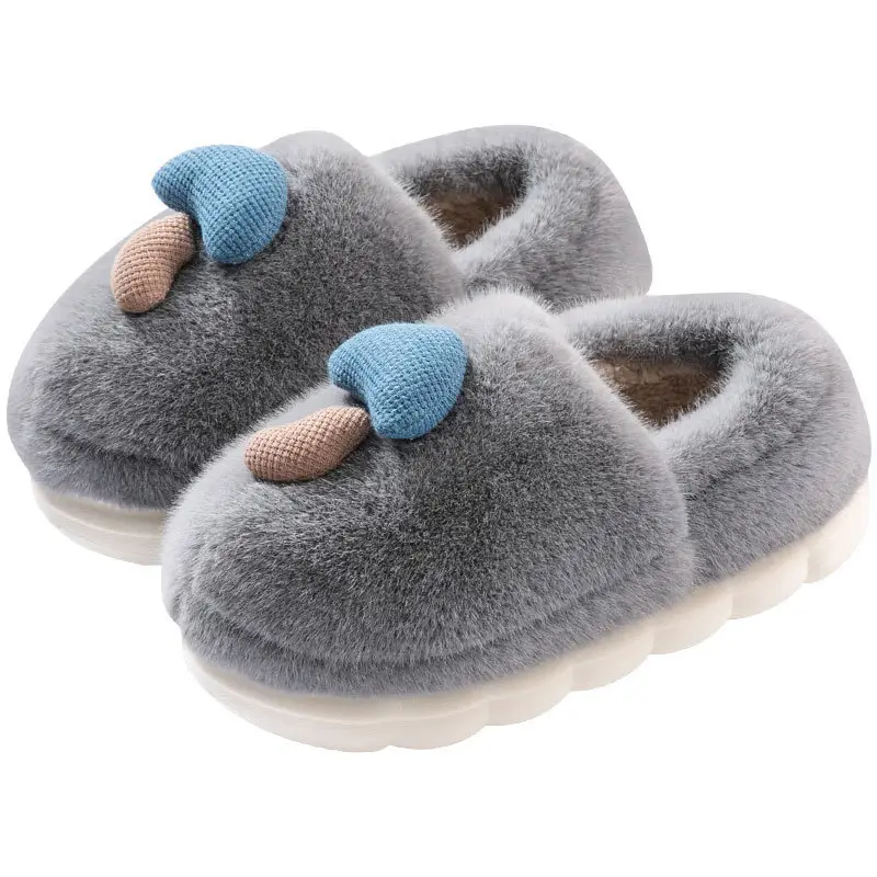 Slippers Wholesale 2024 Thick-soled Winter Mushroom Cotton Slippers Indoor Warm Plush Men's Shoes Couple Non-slip Home Slippers Women - Image 10