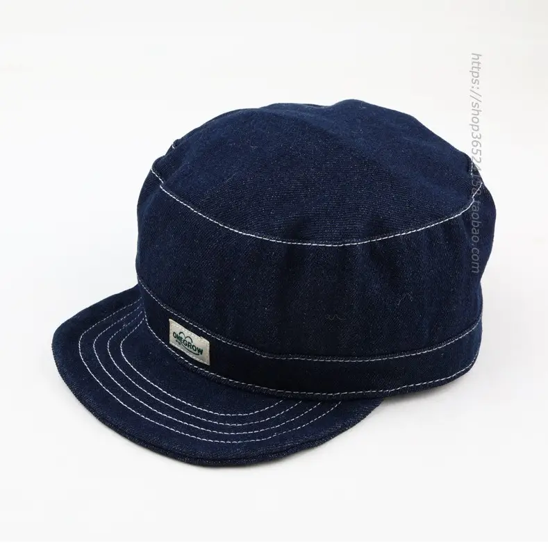 Navy Denim Peaked Cap Adjustable Men Women - Image 2