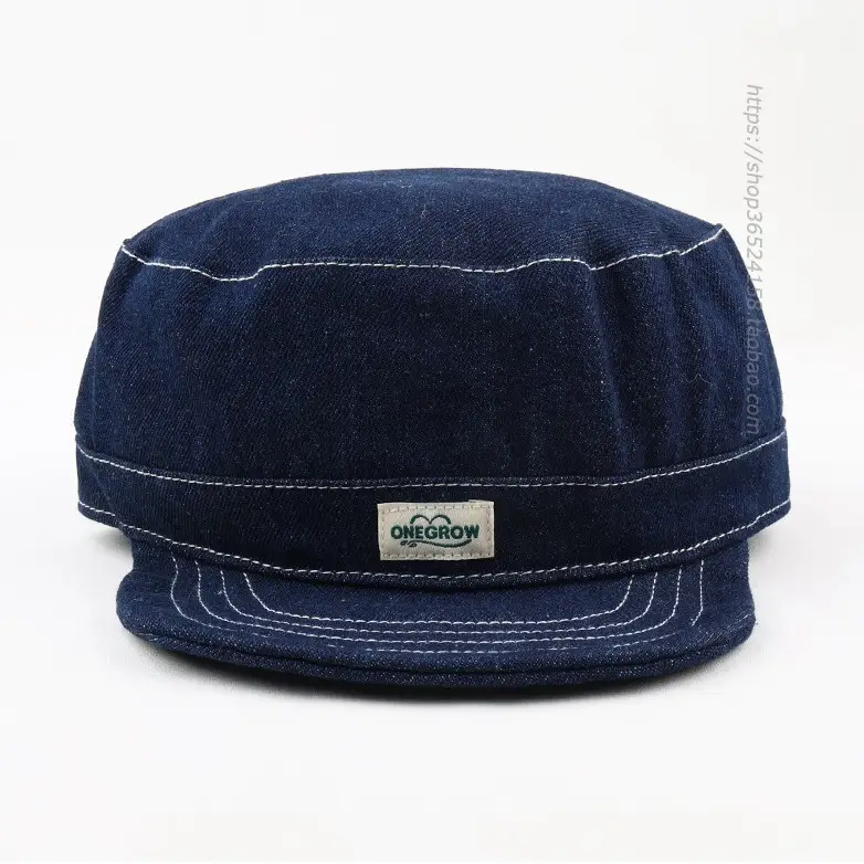 Navy Denim Peaked Cap Adjustable Men Women - Image 4