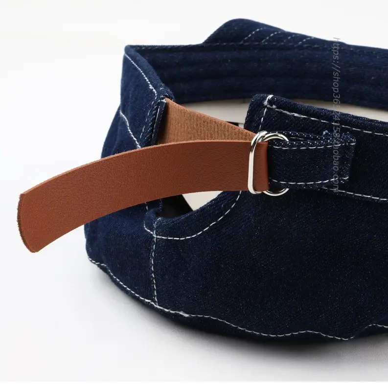 Navy Denim Peaked Cap Adjustable Men Women - Image 5