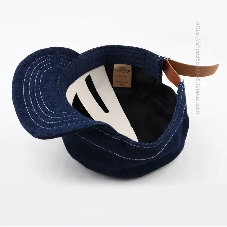 Navy Denim Peaked Cap Adjustable Men Women - Image 6