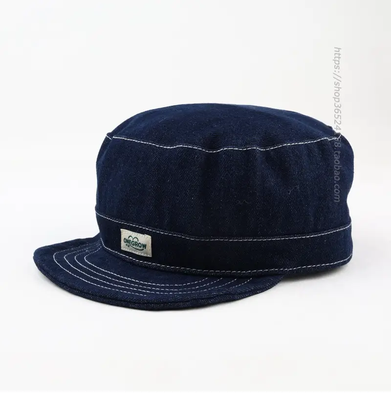 Navy Denim Peaked Cap Adjustable Men Women — feature 1
