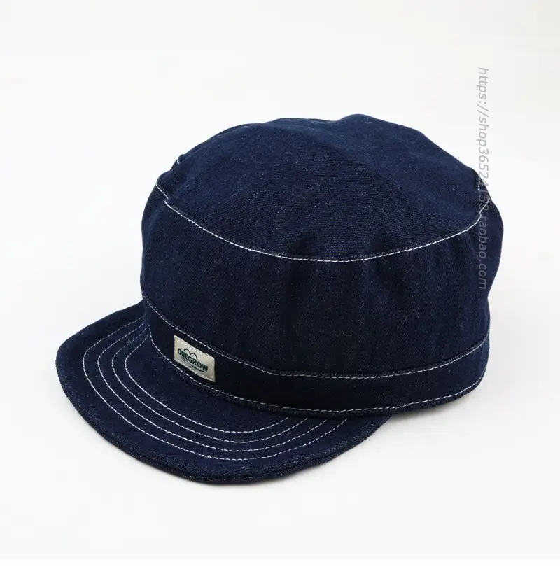 Navy Denim Peaked Cap Adjustable Men Women — feature 2