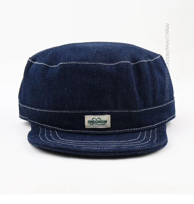 Navy Denim Peaked Cap Adjustable Men Women — feature 4
