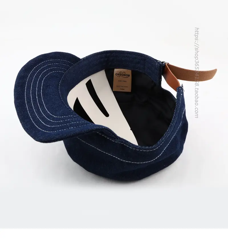 Navy Denim Peaked Cap Adjustable Men Women — feature 5
