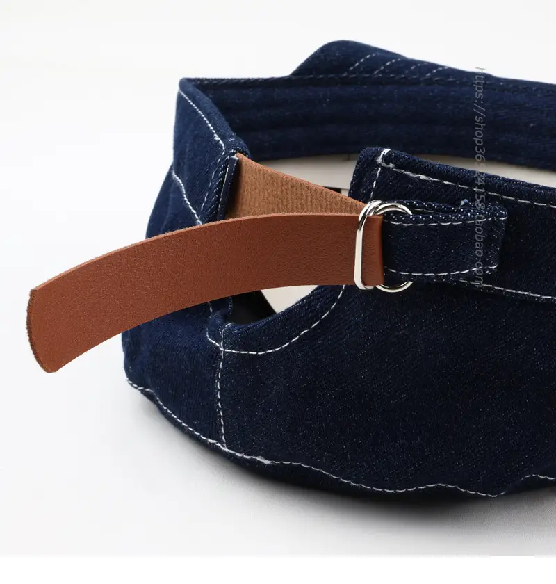 Navy Denim Peaked Cap Adjustable Men Women — feature 6