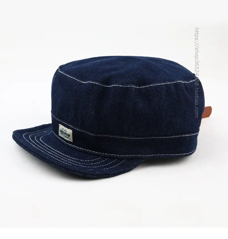 Navy Denim Peaked Cap Adjustable Men Women — feature 7