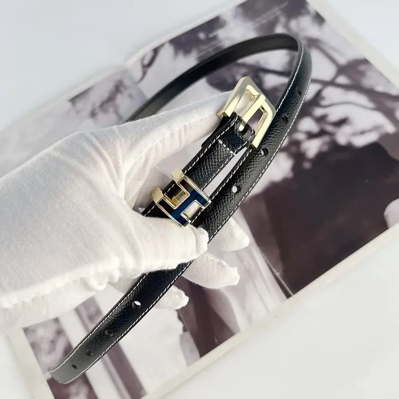 Women's Genuine Leather Belt焦糖色 Gold Buckle - Image 9