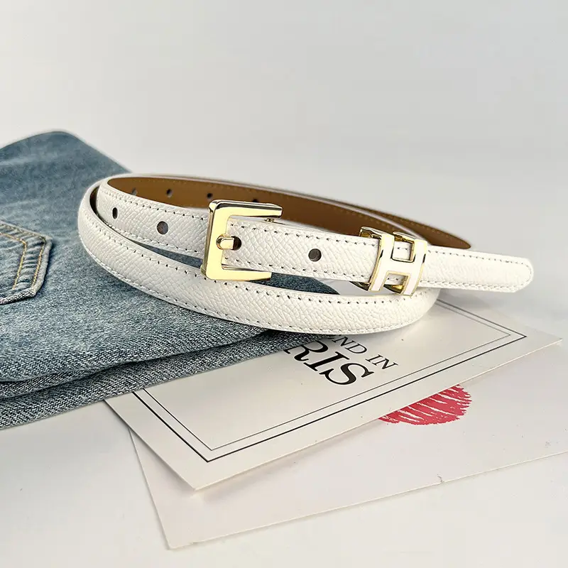 Women's Genuine Leather Belt焦糖色 Gold Buckle - Image 10