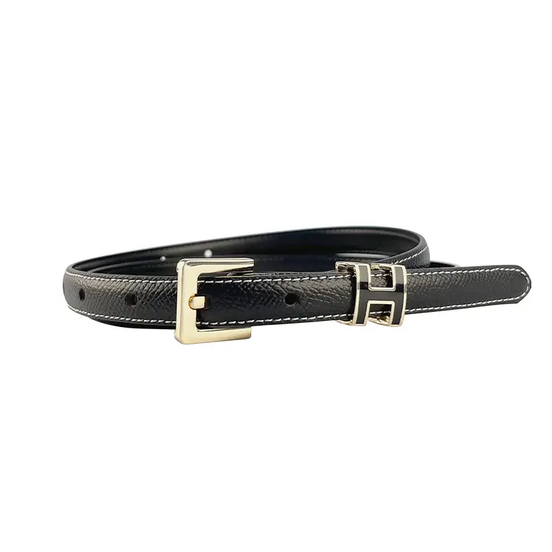 Women's Genuine Leather Belt焦糖色 Gold Buckle - Image 12