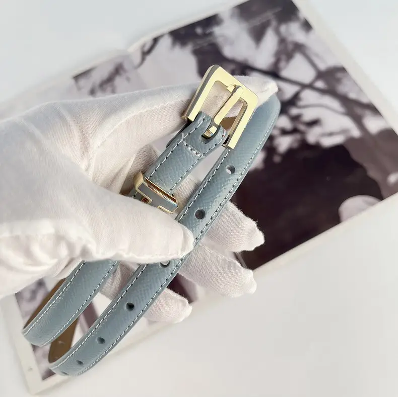Women's Genuine Leather Belt焦糖色 Gold Buckle — feature 14