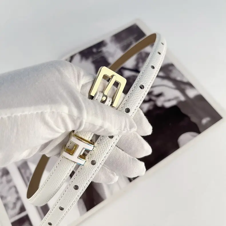 Women's Genuine Leather Belt焦糖色 Gold Buckle — feature 16