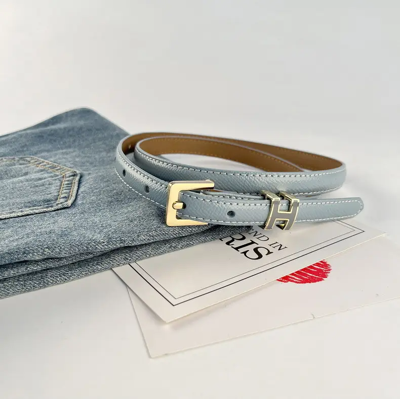 Women's Genuine Leather Belt焦糖色 Gold Buckle — feature 19