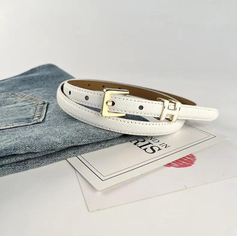 Women's Genuine Leather Belt焦糖色 Gold Buckle — feature 23