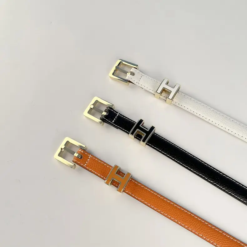 Women's Genuine Leather Belt焦糖色 Gold Buckle — feature 3