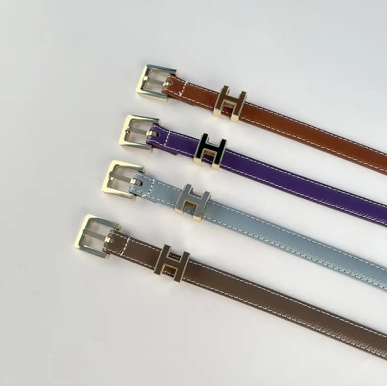 Women's Genuine Leather Belt焦糖色 Gold Buckle — feature 4