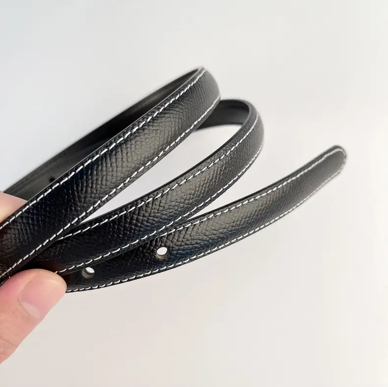 Women's Genuine Leather Belt焦糖色 Gold Buckle — feature 6