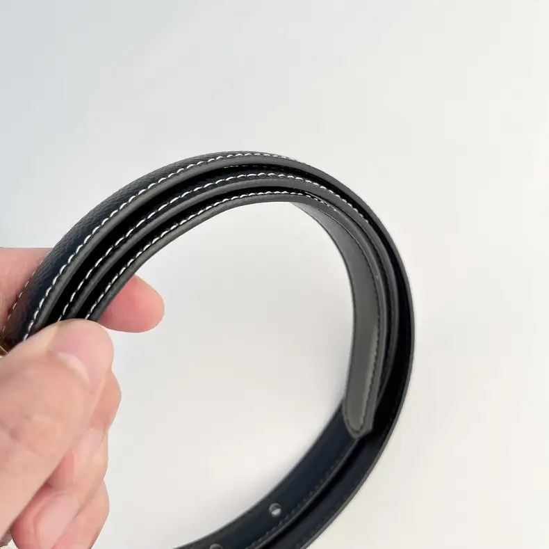 Women's Genuine Leather Belt焦糖色 Gold Buckle — feature 7