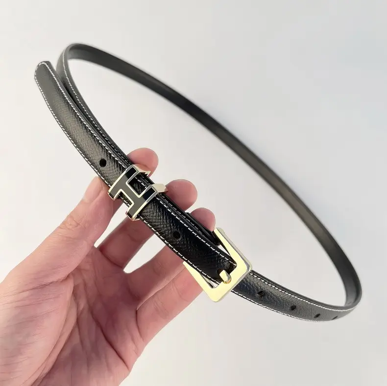Women's Genuine Leather Belt焦糖色 Gold Buckle — feature 8