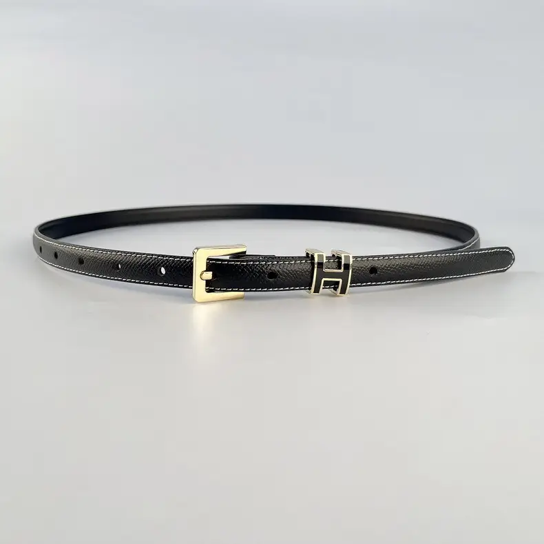 Women's Genuine Leather Belt焦糖色 Gold Buckle — feature 9