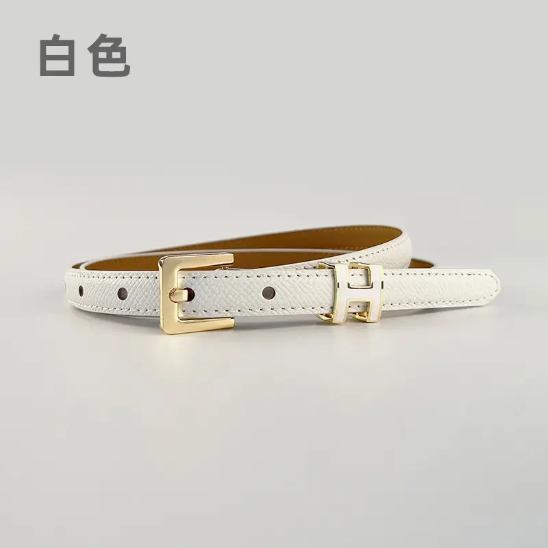 Women's Genuine Leather Belt焦糖色 Gold Buckle - Image 3