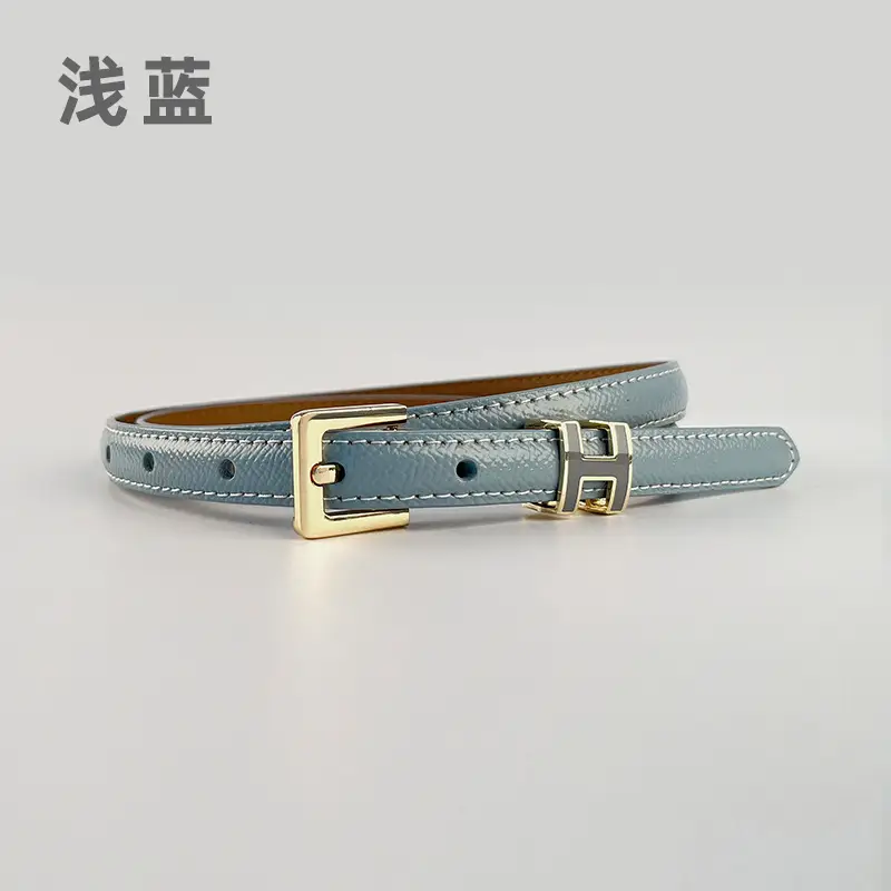 Women's Genuine Leather Belt焦糖色 Gold Buckle - Image 5