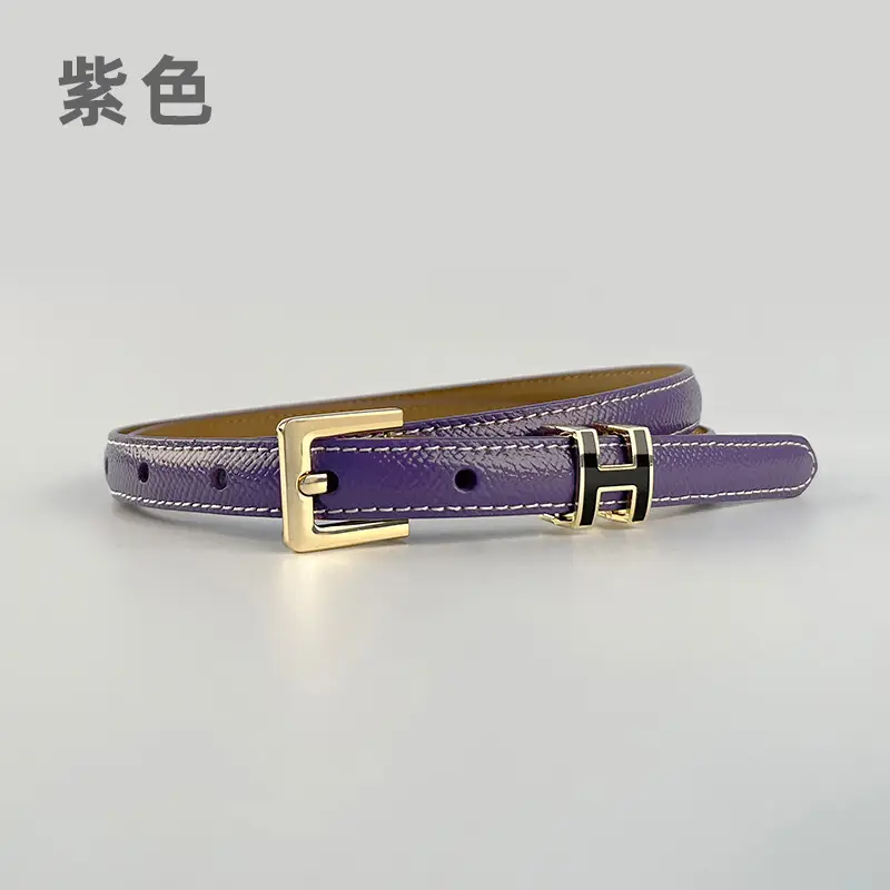 Women's Genuine Leather Belt焦糖色 Gold Buckle - Image 6
