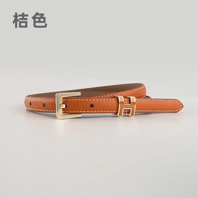 Women's Genuine Leather Belt焦糖色 Gold Buckle - Image 7