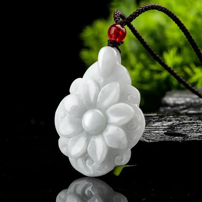 Waxy Jade Floral Pendant for Men Women - Image 2