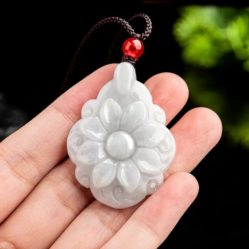 Waxy Jade Floral Pendant for Men Women - Image 3