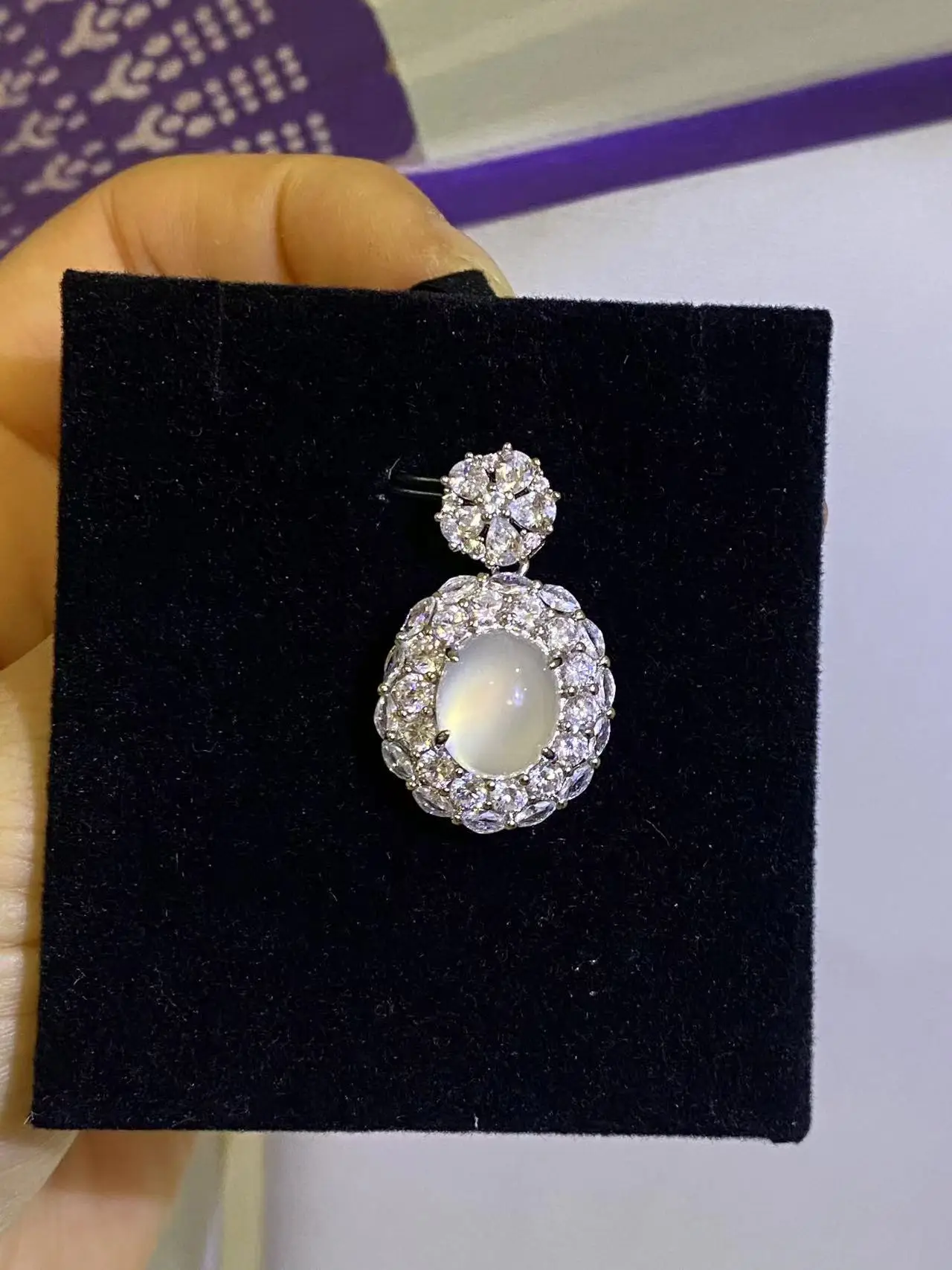 Silver Diamond Ice Horse Pendant Light Necklace for Women — feature 7