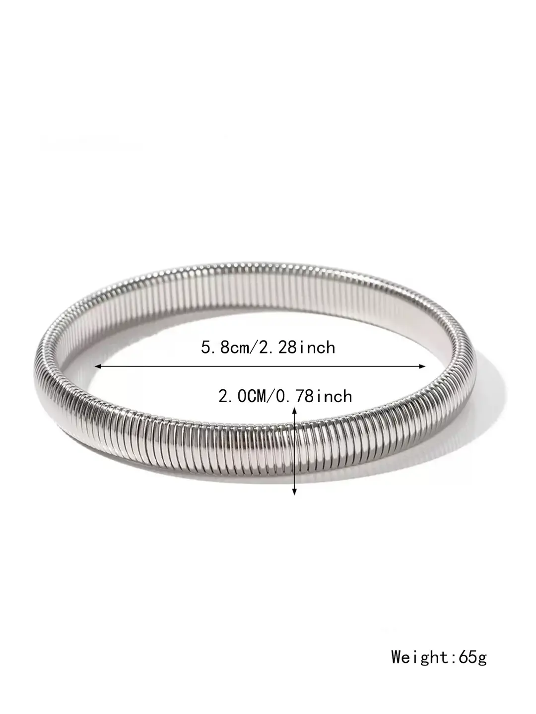 Thick European and American Cross-Border Popular Jewelry Elastic Wide Titanium Steel Bracelet for Women Light Luxury Public Exaggerated Niche Vertical Stripes Ring